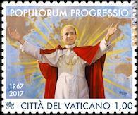 Il francobollo commemorativo del cinquantesimo anniversario della Populorum progressio emesso dalla Città del Vaticano